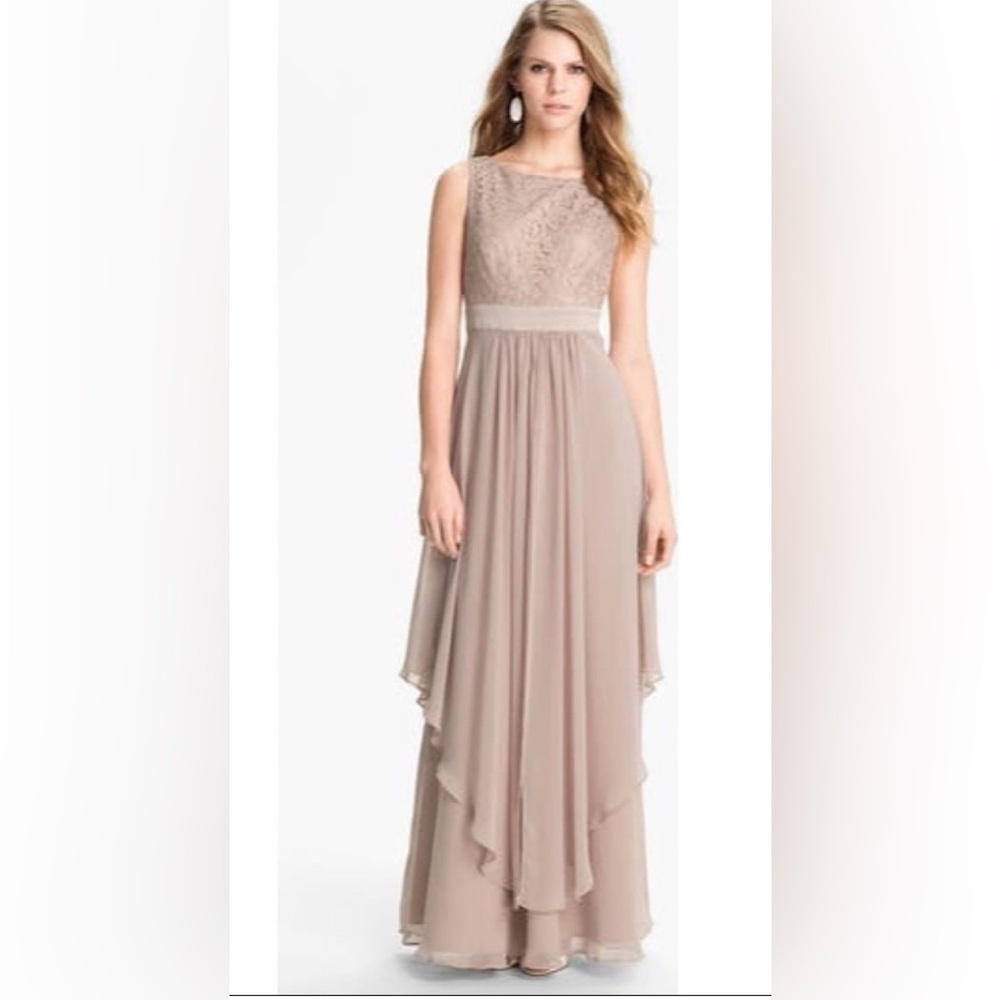 Eliza J Lace and Chiffon Sleeveless Maxi Dress